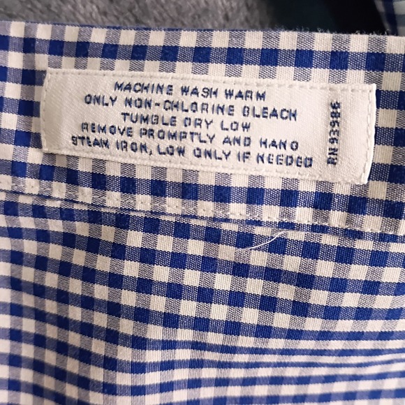 Brooks Brothers 1818 Regent Non-Iron Gingham Shirt Mens XL Blue White Cotton - Picture 10 of 11
